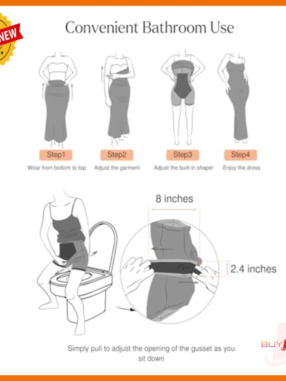 Long Sleeve Maxi Dress with Built-in Shapewear Bra, Square Neck Bodycon - Picture 7 of 7